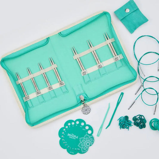 The Mindful Collection GRACE /10cm Short Interchangeable Circular Knitting Needle Set with Cables /KnitPro/ 7 Sizes
