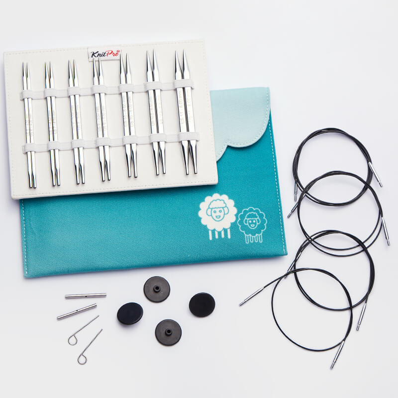 Nova Cubics DELUX /13cm standard length cubic interchangeable circular knitting needles set with cables /Knit Pro/ 7 sizes