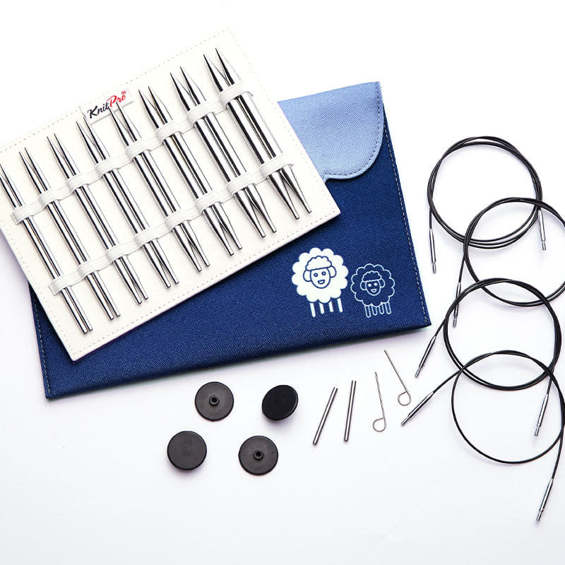 NOVA DELUX /13cm standard length interchangeable circular knitting needles set with cables /Knit Pro/ 8 sizes