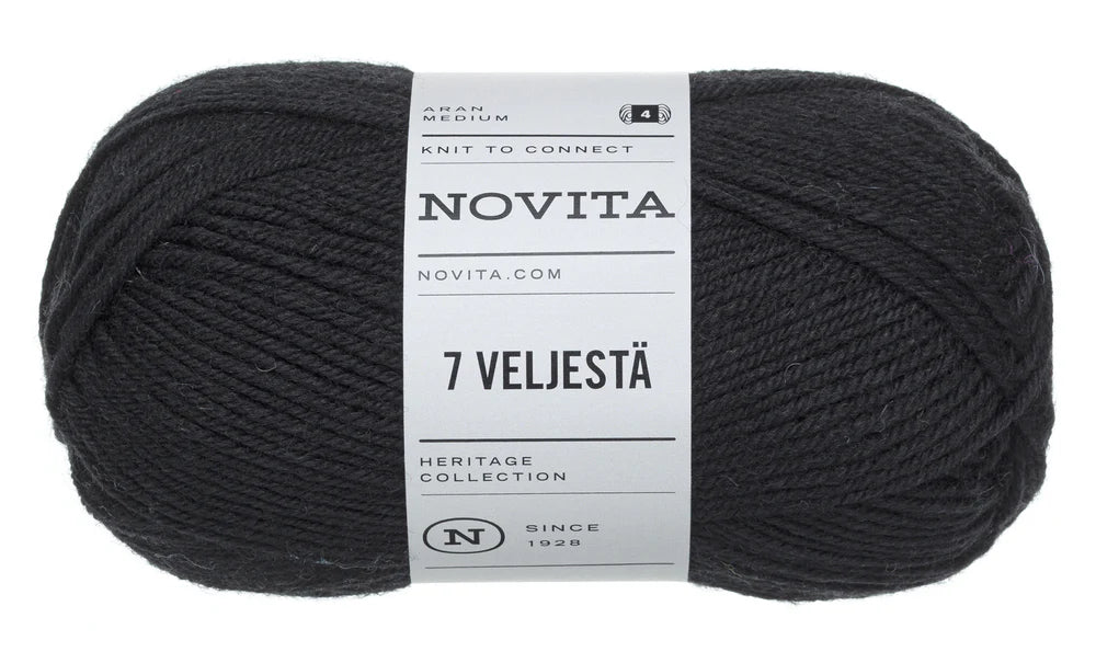 7 Brothers - 7 Veljestä /NOVITA/ 8-ply sock yarn 100g #099 "Black"