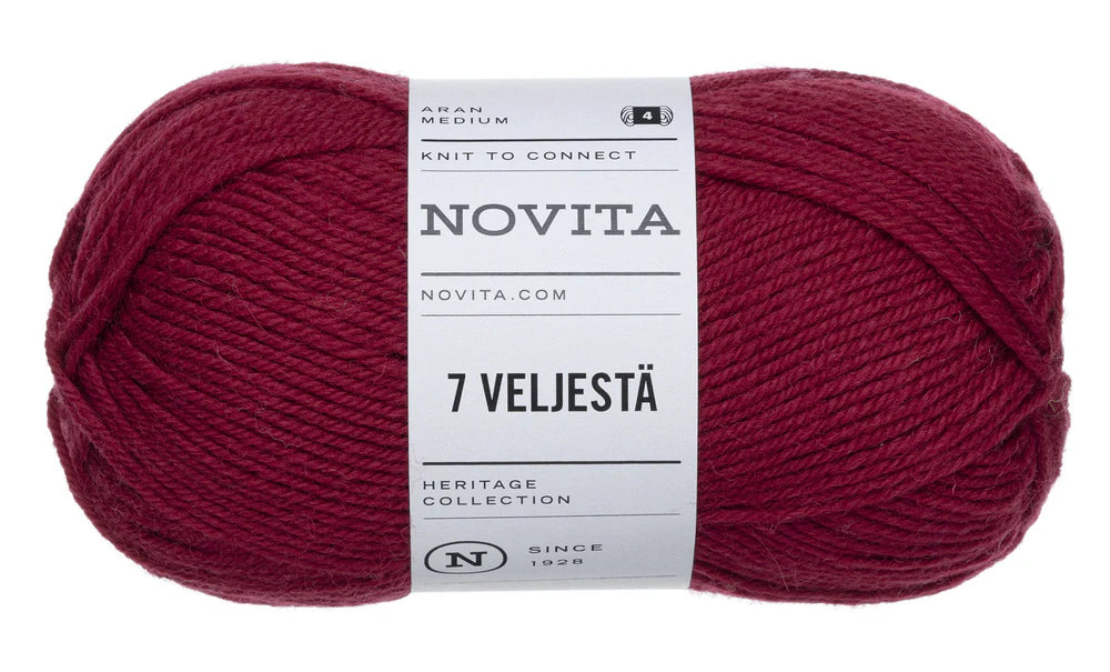 7 Brothers - 7 Veljestä /NOVITA/ 8-diegu biezuma zeķu dzija 100g #587 "Dzērveņu"