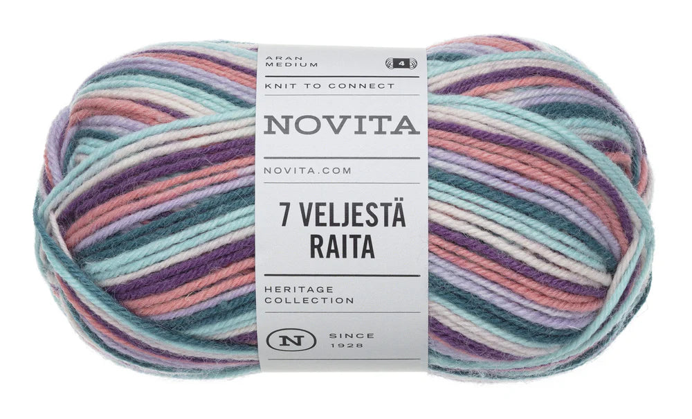 7 Brothers RAITA - 7 Veljestä RAITA /NOVITA/ 8-diegu biezuma zeķu dzija 100g #977 "Pasteļa loks"