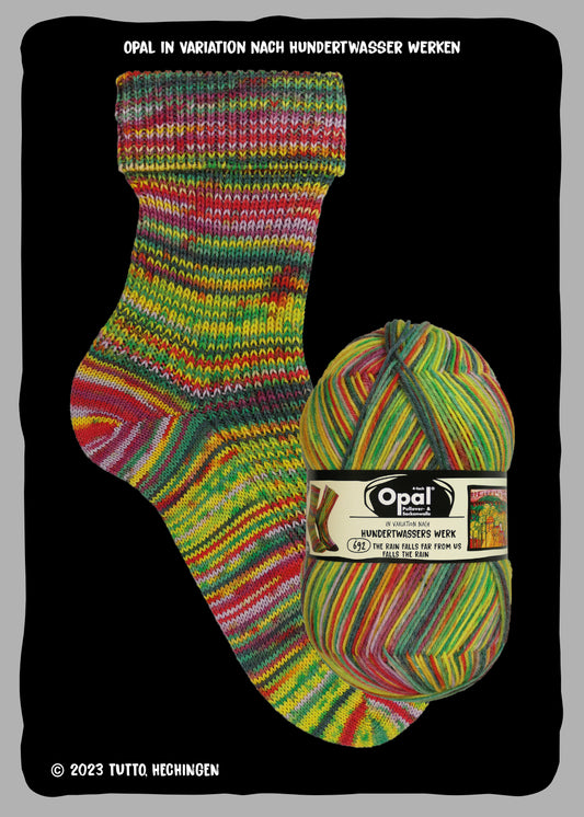 OPAL 4-strand Hundertwasser IV collection 100g #4056 "Rain is falling far from us, rain is falling"