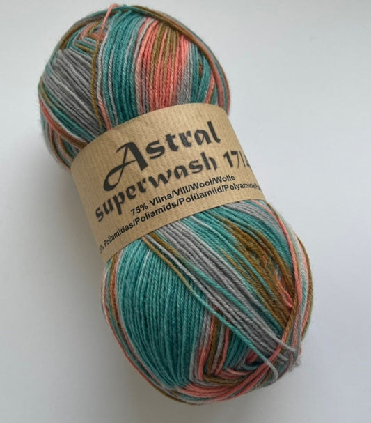 Astral Superwash 17/4 /Midara/ 4-diegu zeķu dzija 100g #52