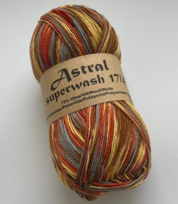 Astral Superwash 17/4 /Midara/ 4-diegu zeķu dzija 100g #93