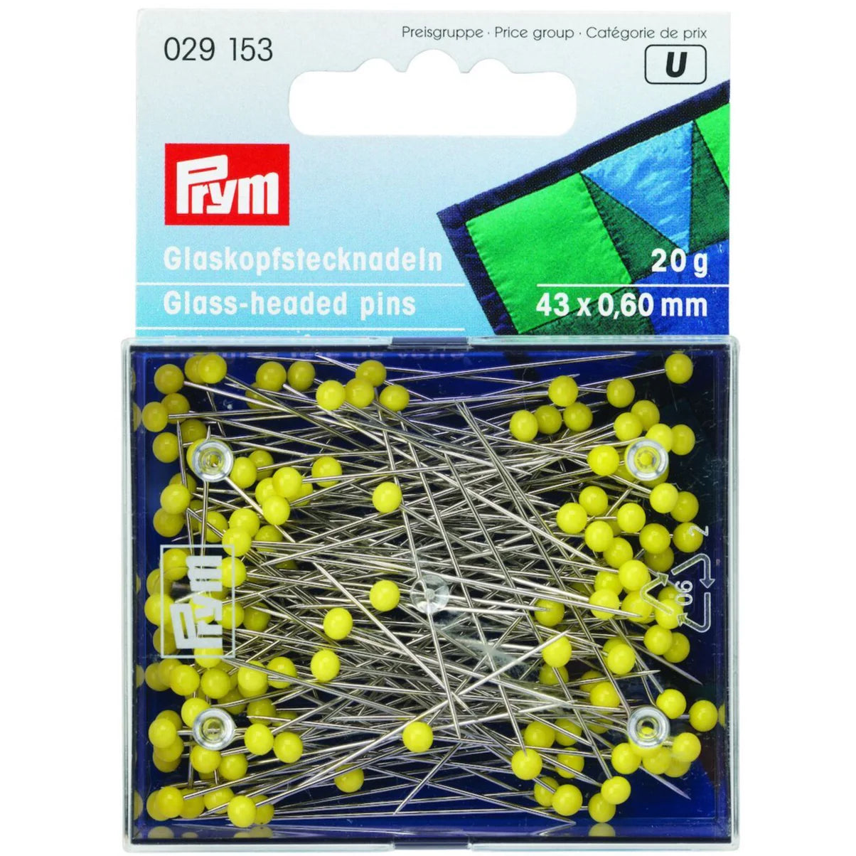 Glass head push pins 20g (~150pcs) 43x0.60mm