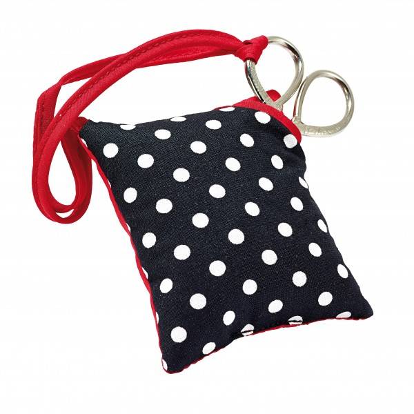 Needle pad with scissors, black and white, dotted/ Prym