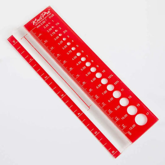 Knitting needle size gauge with magnifying glass /KnitPro