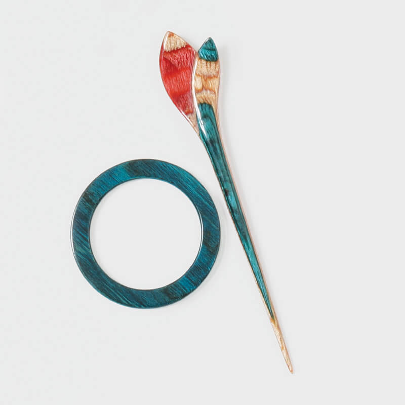 Wooden decorative clasp for knitting /KnitPro Flora "Lily"