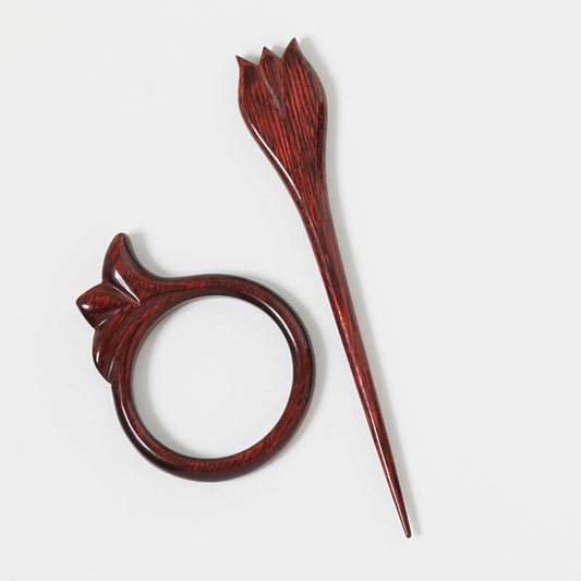 Wooden decorative clasp for knitting /KnitPro Flora "Tulip"