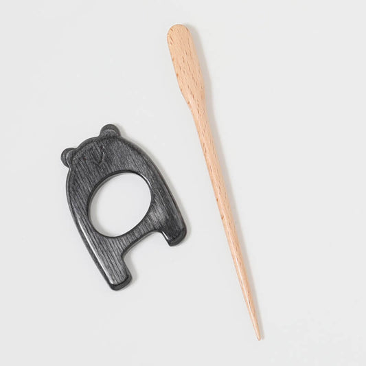 Wooden decorative clasp for knitting /KnitPro Flora "Bear"