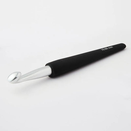 Aluminum Crochet Hook with Black Handle - Silver /Knitpro/