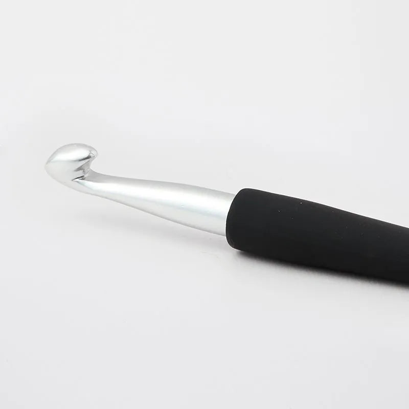 Aluminum Crochet Hook with Black Handle - Silver /Knitpro/