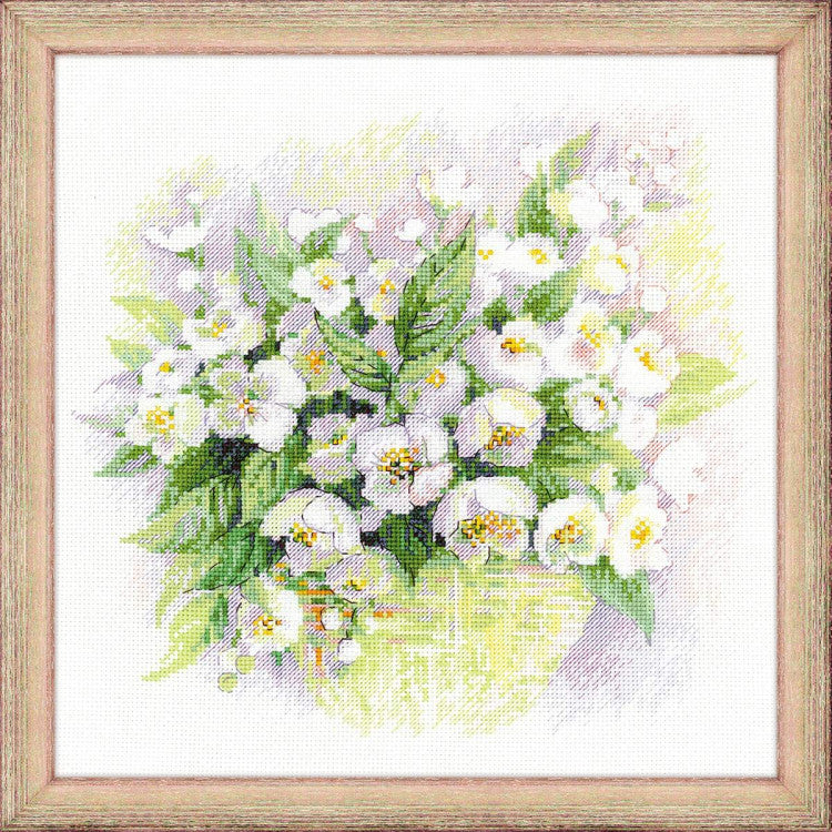 Akvareļu jasmīns - izšūšanas komplekts /RIOLIS/ 30 x 30 cm