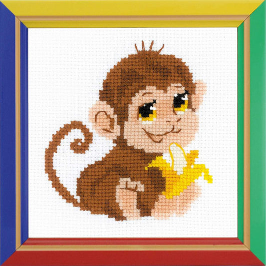 Little monkey - embroidery kit /RIOLIS - Happy Bee/ 15 x 15 cm