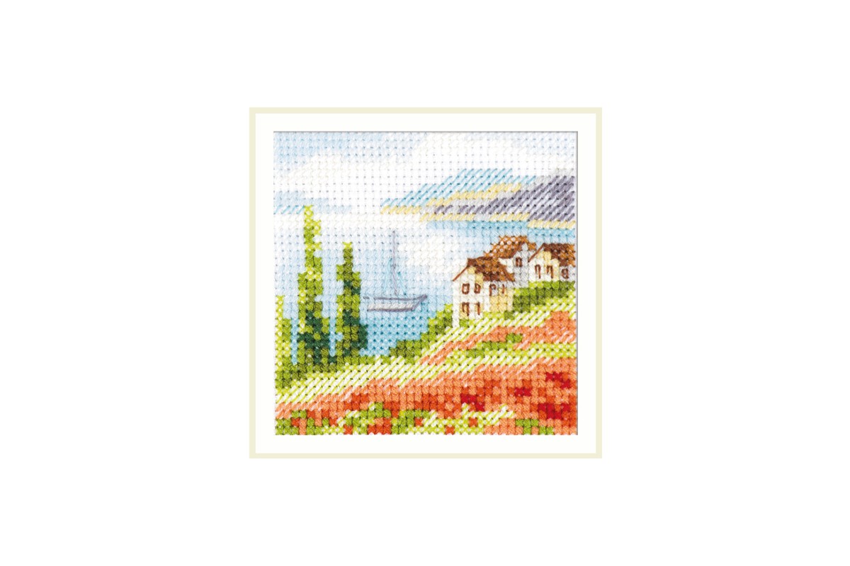 "Poppy Field by the Sea" - embroidery kit /Alice/ 7 x 7 cm