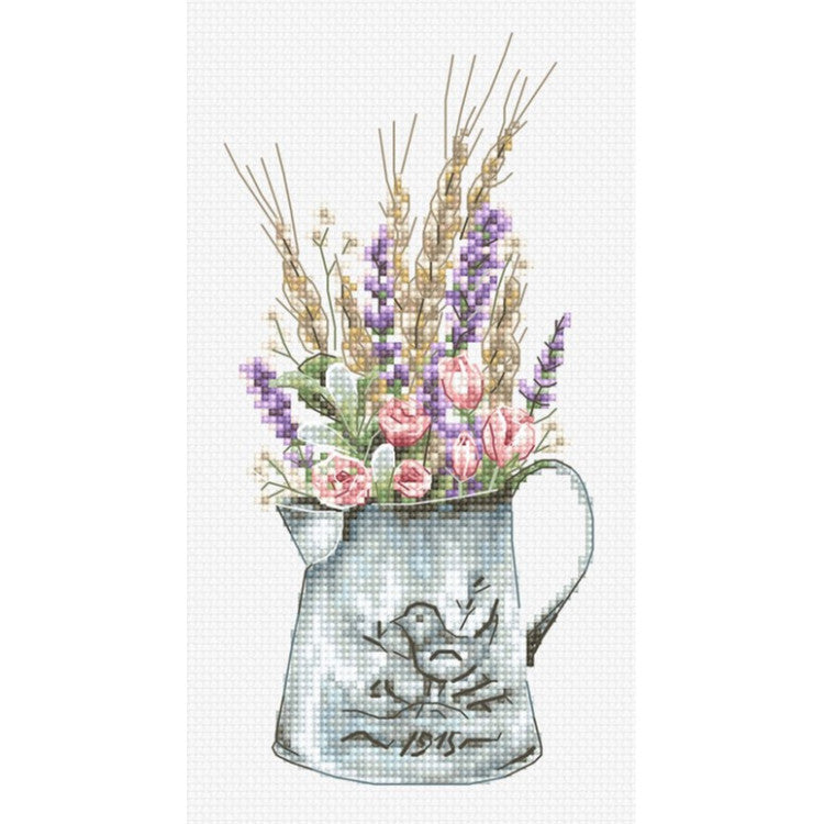 Bouquet with Lavender - embroidery kit /Luca-S/ 8 x 16 cm