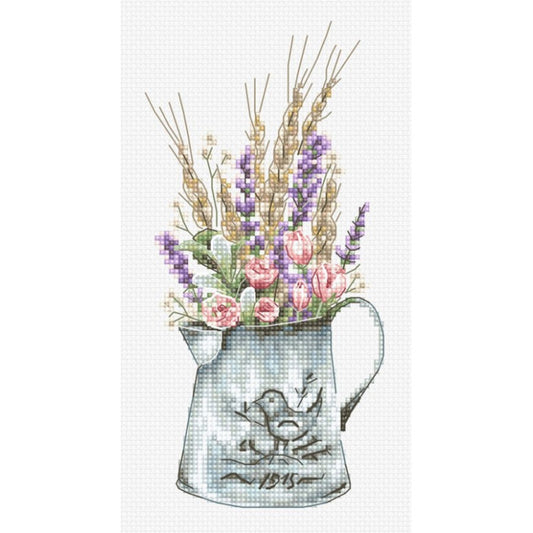 Bouquet with Lavender - embroidery kit /Luca-S/ 8 x 16 cm