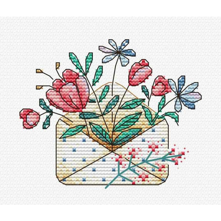 "Ziedu vēstule" - izšūšanas komplekts /MP Studia/ 8x10 cm