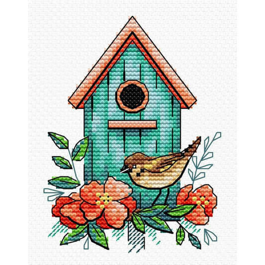 "Sparrow Houses" - embroidery kit /MP Studia/ 8x11 cm