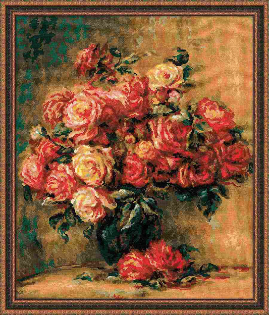"Bouquet of Roses" Pierre Auguste Renoir - cross stitch kit /RIOLIS/ 40 x 48 cm