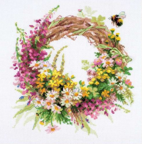 Vainags ar ugunspuķēm - izšūšanas komplekts /RIOLIS/ 30 x 30 cm