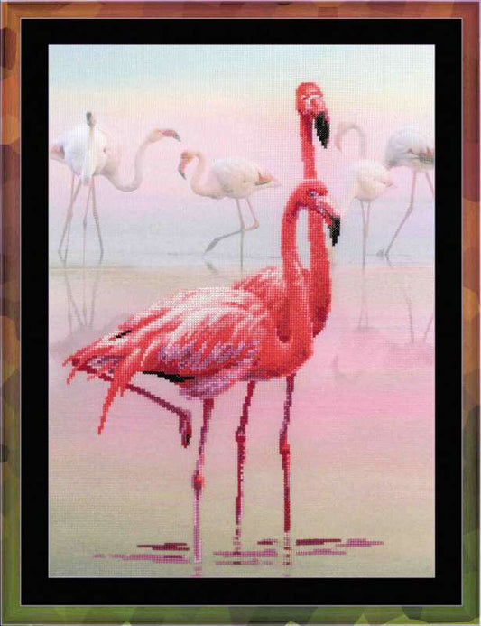 Flamingo - embroidery kit with printed background /RIOLIS/ 30 x 40 cm