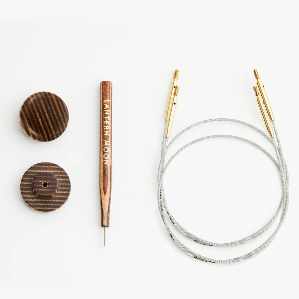 360° Rotating Knitting Needle Cords Lantern Moon / stainless steel / 2 pcs. / KnitPro