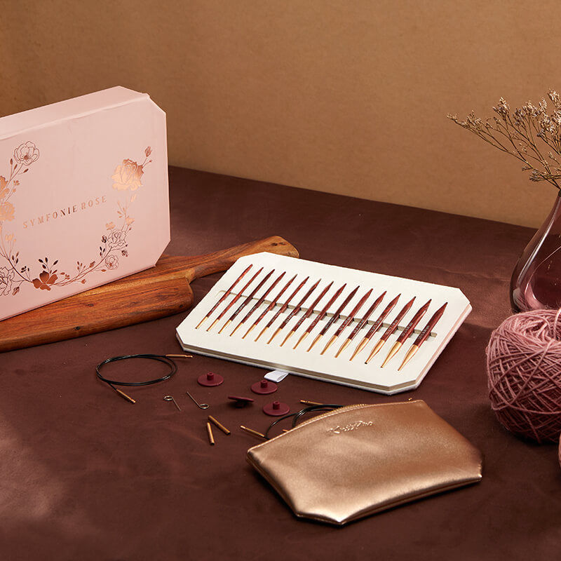 SYMFONIE ROSE /13cm standarta garuma maināmo apļa adāmadatu komplekts ar kabeļiem /Knit Pro/ 8 izmēri