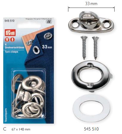 Twist-on screw-on clasp 33mm - 4pcs