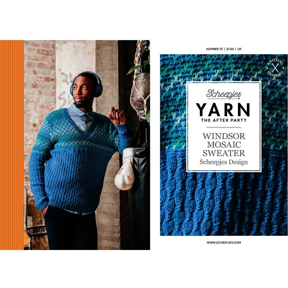Scheepjes YARN The After Party Nr.72 - džempera adīšanas pamācība "Windsor Mosaic Sweater", ENG