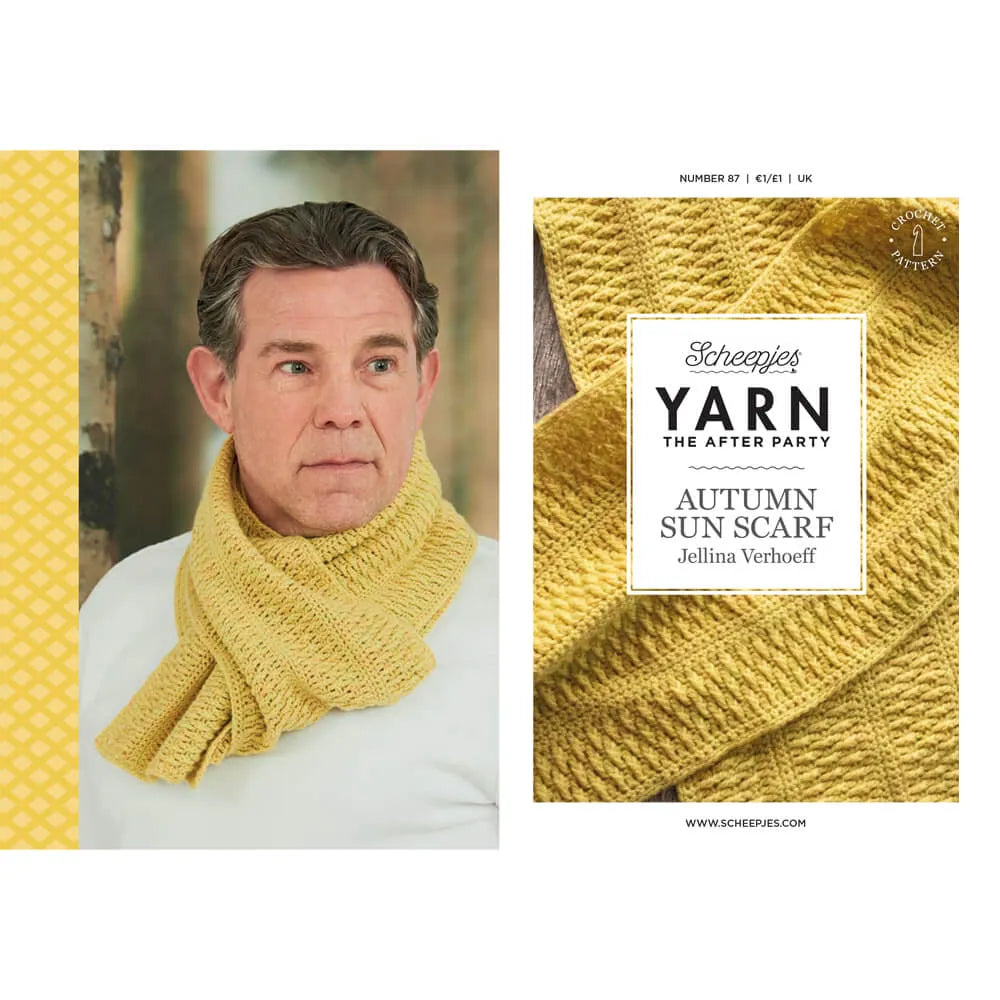 Scheepjes YARN The After Party Nr.87 - šalles tamborēšanas pamācība "Autumn Sun Scarf", ENG