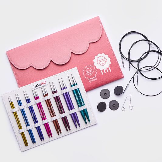 ZING DELUX /13cm standard length interchangeable circular knitting needles set with cables /KnitPro/ 8 sizes