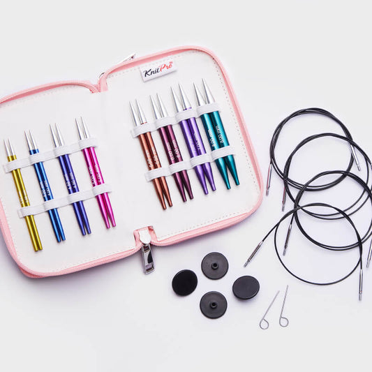 ZING DELUX /10cm short interchangeable circular knitting needles set with cables /Knit Pro/ 8 sizes