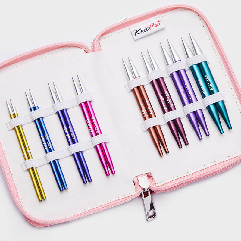 ZING DELUX /10cm short interchangeable circular knitting needles set with cables /Knit Pro/ 8 sizes