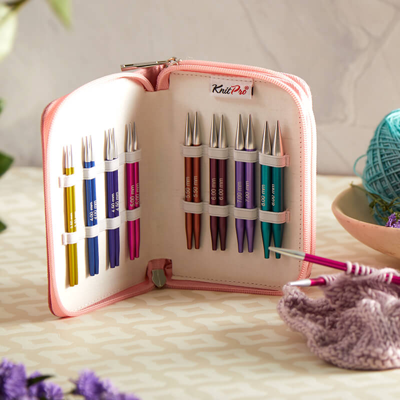 ZING DELUX /10cm short interchangeable circular knitting needles set with cables /Knit Pro/ 8 sizes