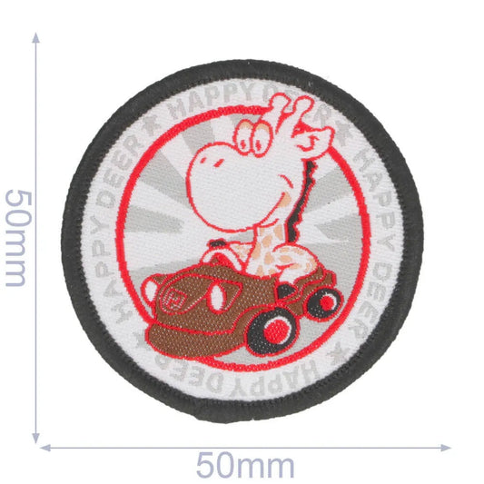 Piegludināms ielāps ar žirafi mašīnā 5x5cm/HKM