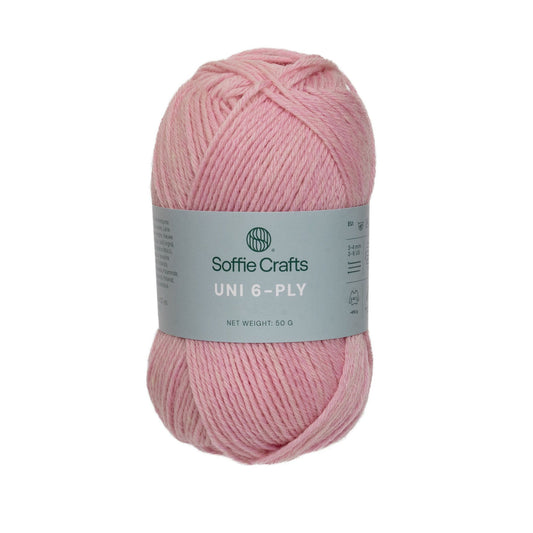 UNI 6-diegu Soffie Crafts 100g #01060 "Maigi rozā" zeķu dzija