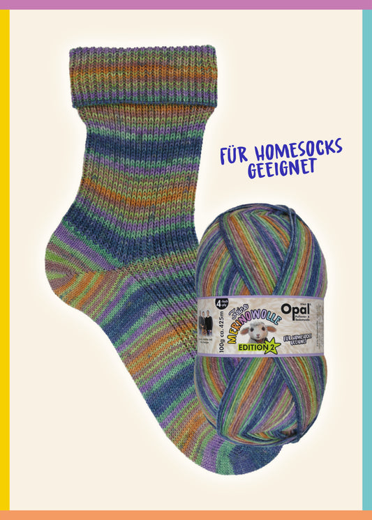 OPAL 4-diegu FEINE MERINWOLLE - EDITION2 100g #11634 "Silts" IEROBEŽOTS IZLAIDUMS!