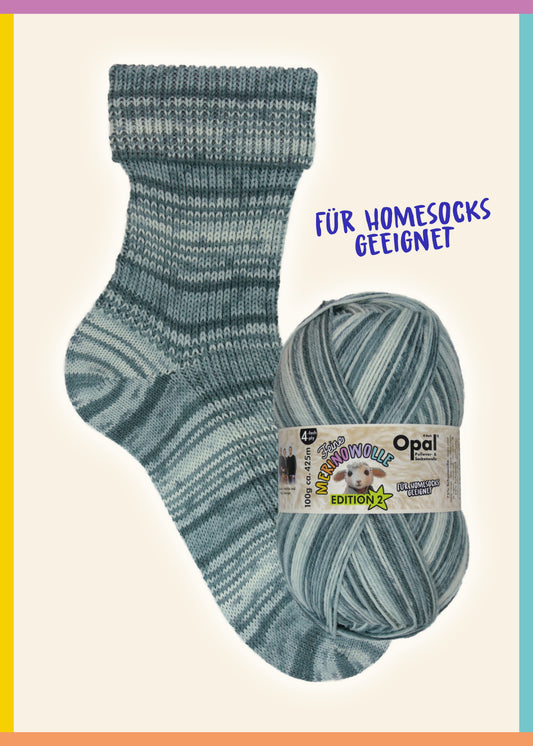 OPAL 4-diegu FEINE MERINWOLLE - EDITION2 100g #11635 "Gaisīgs" IEROBEŽOTS IZLAIDUMS!
