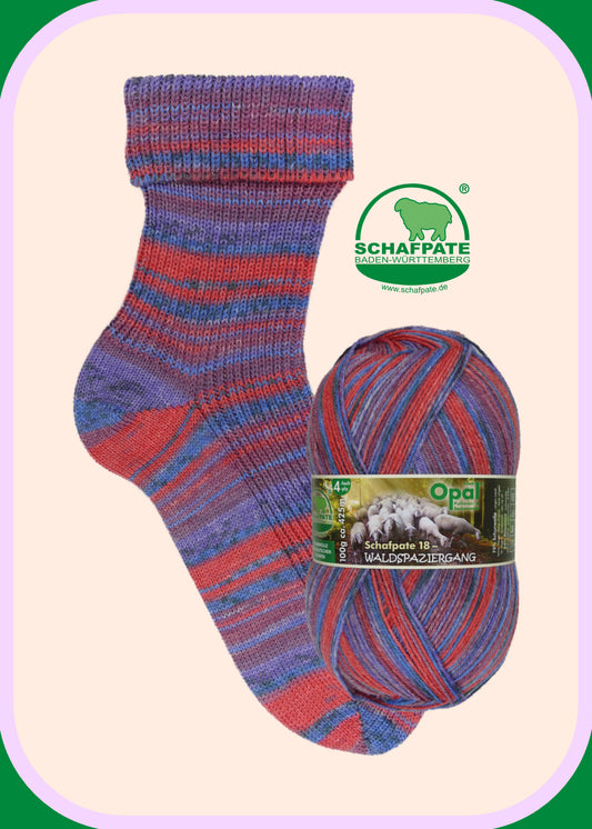 OPAL 4-diegu Schafpate 18 - Waldspaziergang 100g #11673 "Rosi meklē soliņu" - Izsūtīšana sākot no 10. septembra!
