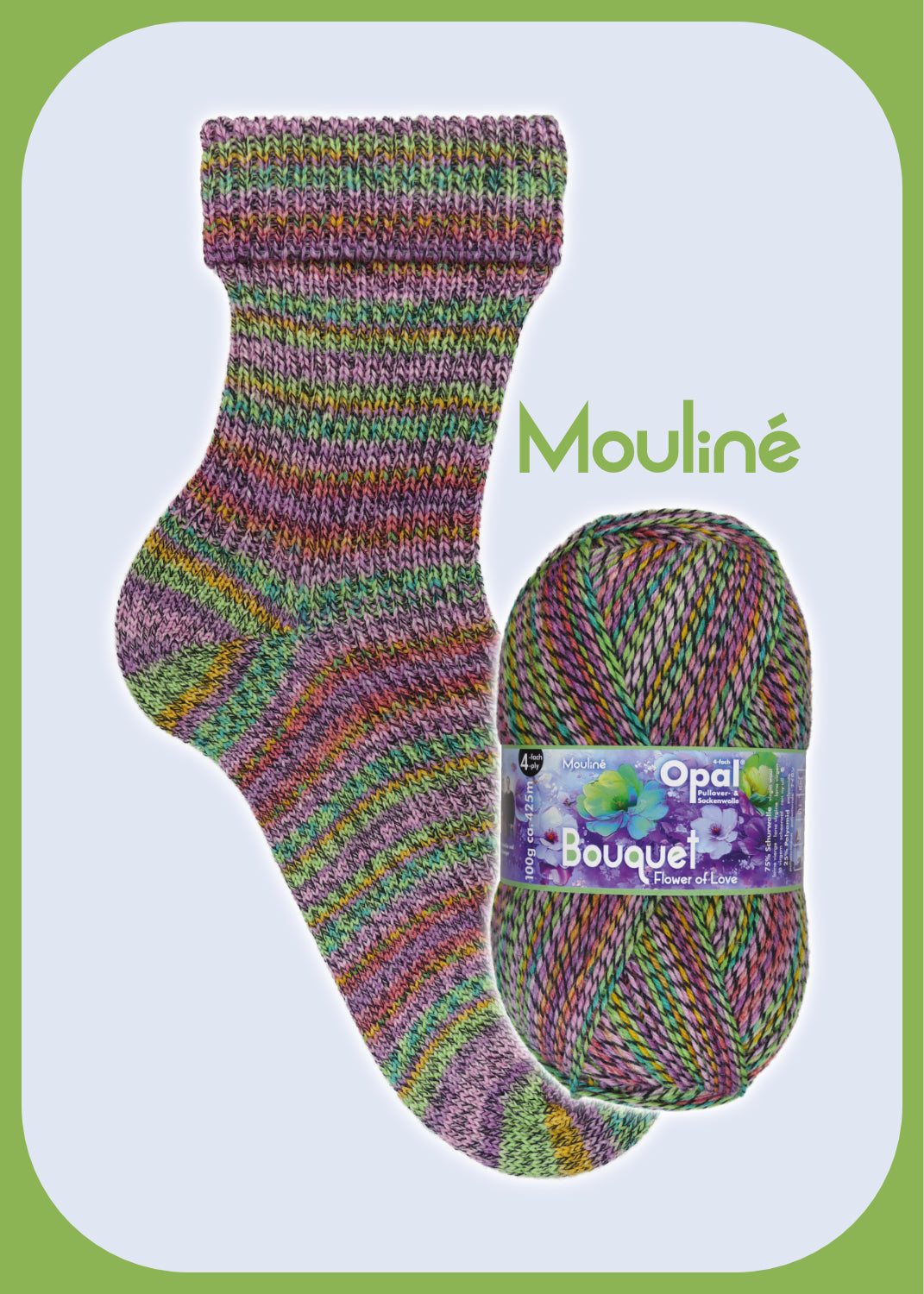 OPAL 4-lõngaline BOUQUET MOULINE 100g #11680 "Armastuse lill" PIIRATUD VÄLJALASE!