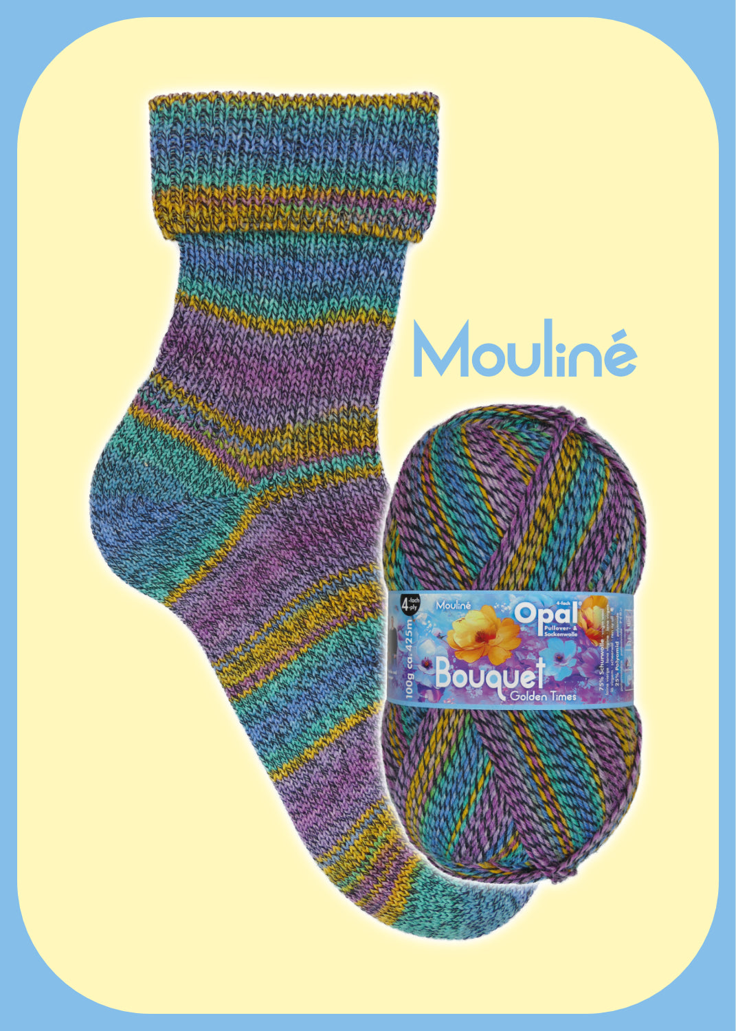 OPAL 4-diegu BOUQUET MOULINE 100g #11685 "Zelta laiks" IEROBEŽOTS IZLAIDUMS!