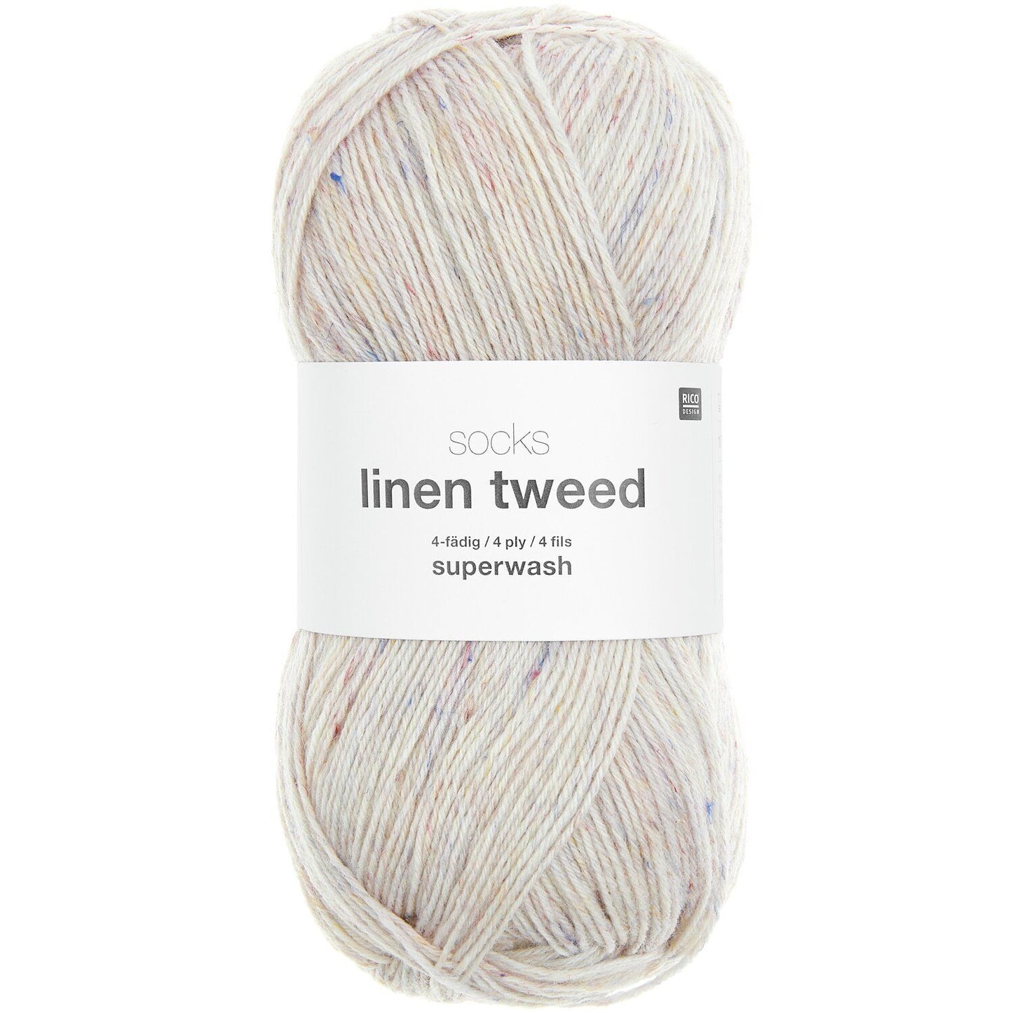 Linen Tweed /Rico Design/ 4-diegu zeķu dzija 100g #01 "Krēms"