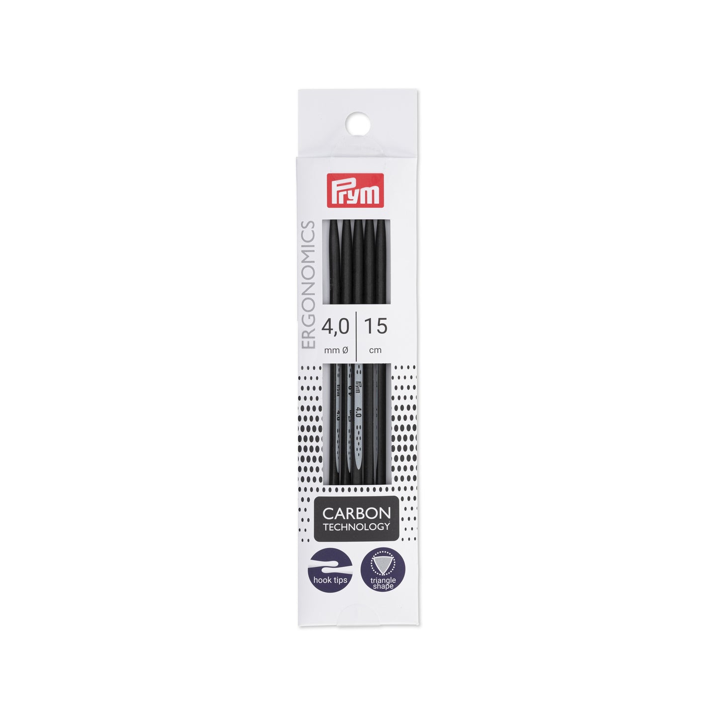 Prym Ergonomics Carbon Technology zeķu adatas Ø4.00 mm ||15 cm/5gab