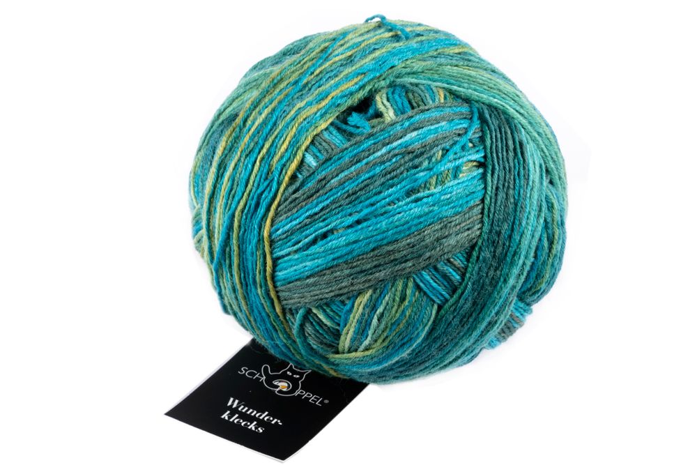 Wunderklecks /Schoppel/ 100g #2396 "Krāsotāja stāsti" 4-diegu zeķu dzija, ar bioloģiski noārdāmu poliesteru