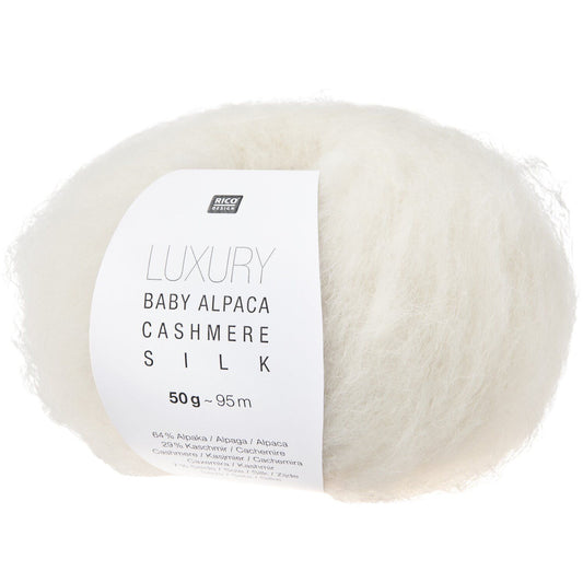 LUXURY BABY ALPACA, CASHMERE AND SILK /Rico Design/  50g #001 "Cream"