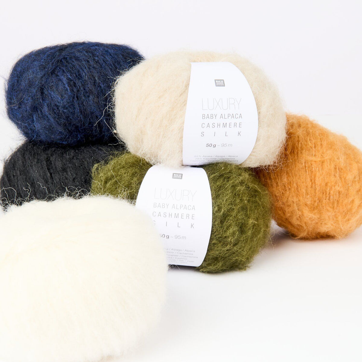 LUXURY BABY ALPACA, CASHMERE AND SILK /Rico Design/  50g #001 "Cream"