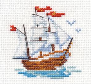 "Mazais kuģis" - izšūšanas komplekts /Алиса/ 7 х 8 cm