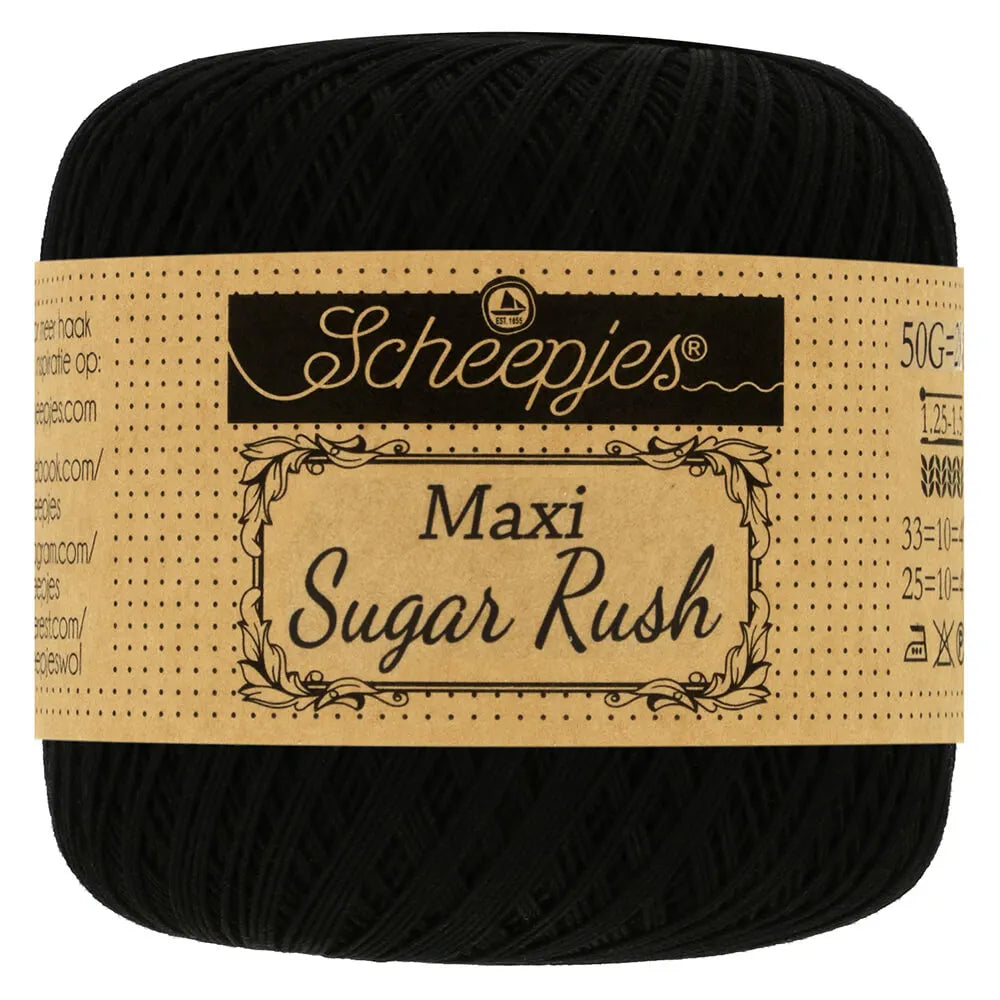 Maxi Sugar Rush /Scheepjes/ Crochet thread 50g / 280m #110 "Black" 